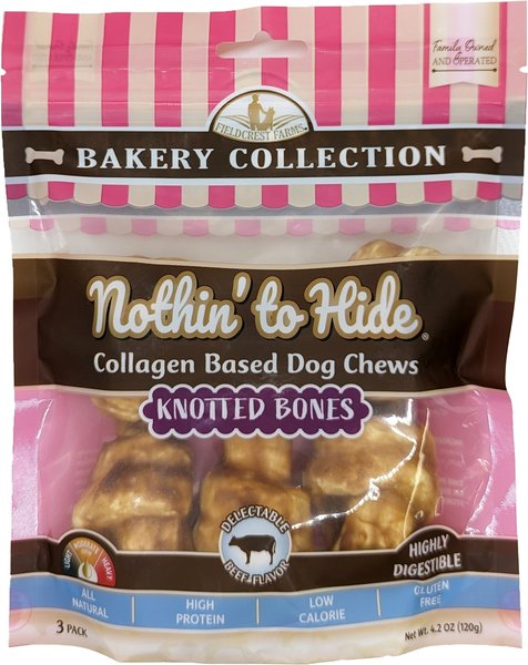 Fieldcrest Farms Nothin' To Hide Bakery Collection Knotted Bone 4-inch Beef Flavor Dog Chews