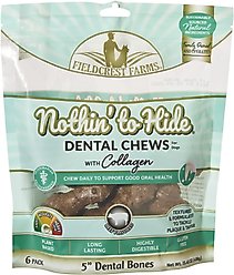 Fieldcrest Farms Nothin' to Hide Beef 5-in Dental Dog Chews, 6 count