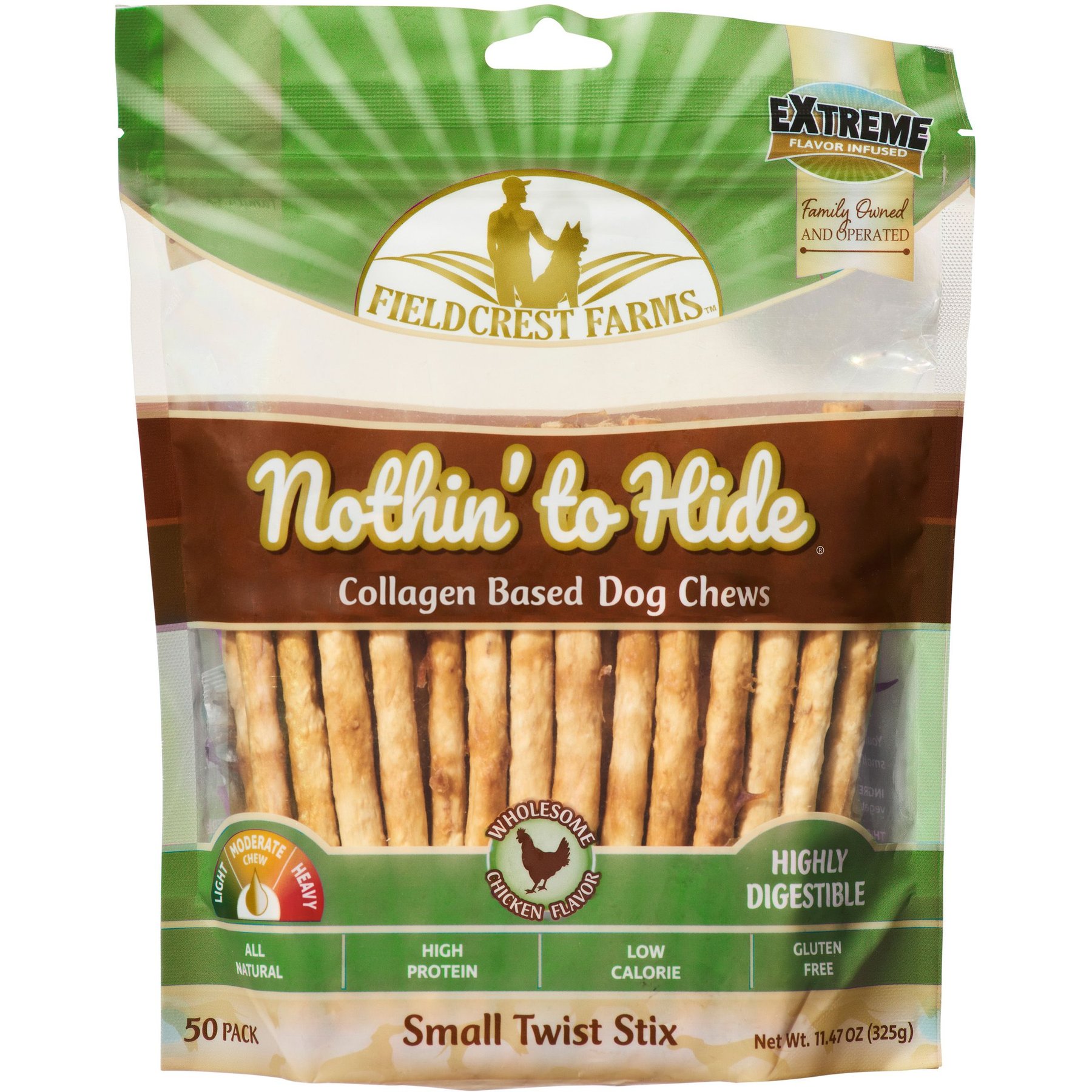 Fieldcrest Farms Nothin' To Hide Small Twist Stix Chicken Flavor Dog Chews, 50 count