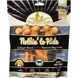 Fieldcrest Farms Nothin' To Hide Ultra 7-inch Wishbone Beef Flavor Dog Chews, 2 count