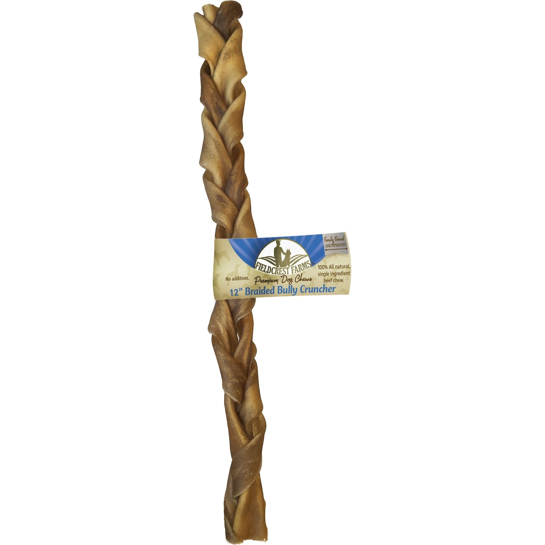 Fieldcrest Farms Premium Dog Chews Bully Crunchers 12-inch Braided Bully Flavor Dog Chews, 1 count