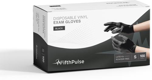 Show full view: FifthPulse Vinyl Exam Gloves, Black, Small, 200 count slide 5 of 10