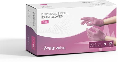 Show full view: FifthPulse Vinyl Exam Gloves, Pink, Small, 200 count slide 8 of 10