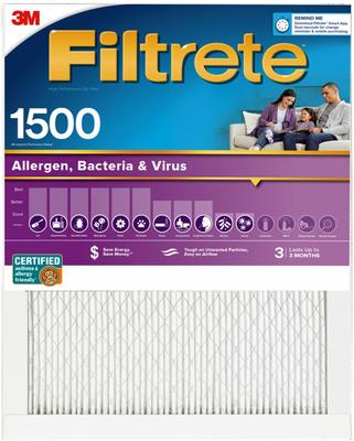Show full view: Filtrete Allergen, Bacteria & Virus 1500 MPR Air Filter, 4 count, 16 x 25 inches slide 2 of 9