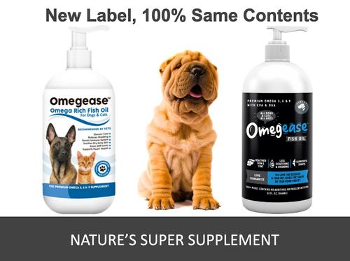 Show full view: Finest for Pets Omegease Omega-Rich Fish Oil Dog & Cat Supplement, 8-fl oz bottle slide 3 of 10