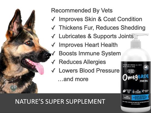 Show full view: Finest for Pets Omegease Omega-Rich Fish Oil Dog & Cat Supplement, 8-fl oz bottle slide 4 of 10