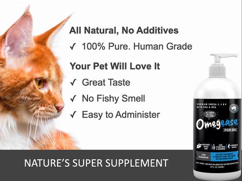 Show full view: Finest for Pets Omegease Omega-Rich Fish Oil Dog & Cat Supplement, 8-fl oz bottle slide 5 of 10