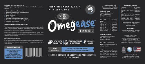 Show full view: Finest for Pets Omegease Omega-Rich Fish Oil Dog & Cat Supplement, 8-fl oz bottle slide 6 of 10