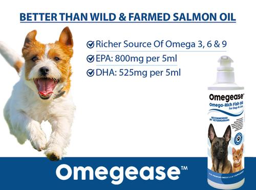 Show full view: Finest for Pets Omegease Omega-Rich Fish Oil Dog & Cat Supplement, 8-fl oz bottle slide 8 of 10