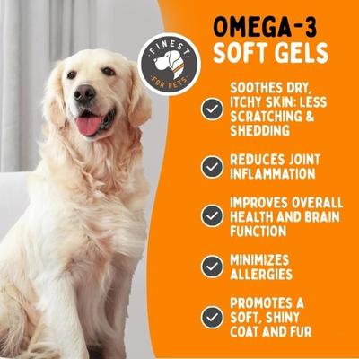 Show full view: Finest for Pets Omegeffect Premium Omega-3 Soft Gels Dog Supplement, 180 count slide 3 of 11