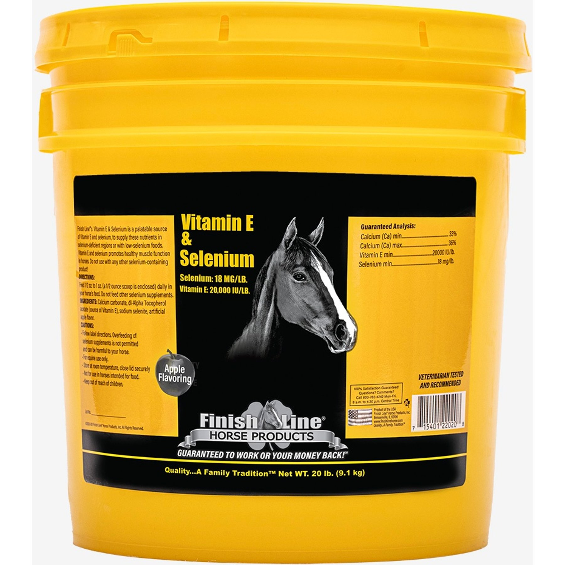 Finish Line Vitamin E & Selenium Horse Supplement, 20-lb bucket