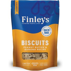 Finley's Wheat-Free Peanut Butter & Banana Crunchy Biscuit Dog Treats, 12-oz bag