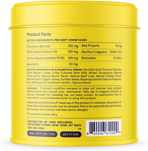 Show full view: Finn Allergy & Itch Beef Liver Flavored Soft Chew Allergy Supplement for Dogs, 90 count slide 3 of 10