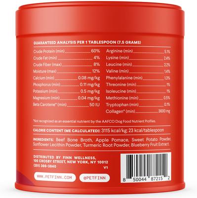 Show full view: Finn Bone Broth Plus Superfoods Flavor Meal Topper Powder Supplement for Dogs, 8-oz jar slide 4 of 11