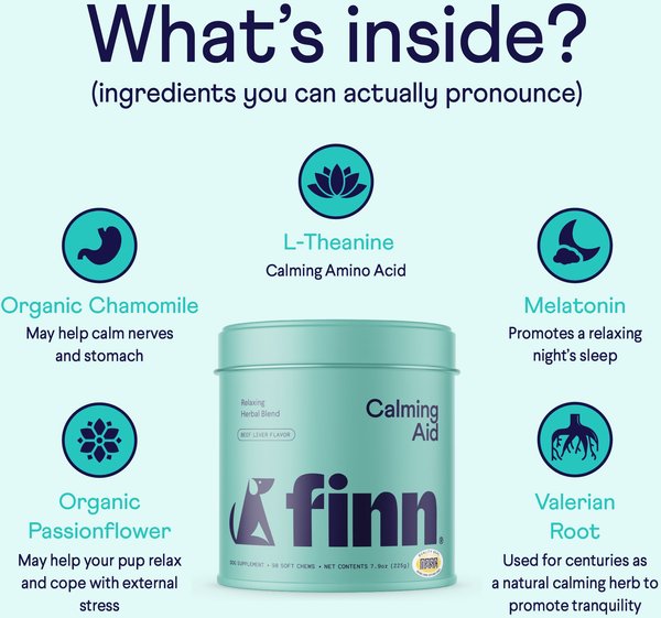 Show full view: Finn Calming Aid Soft Chew Dog Supplement, 90 count slide 5 of 10