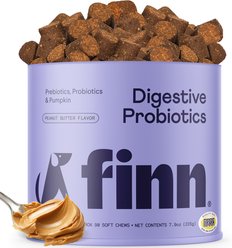 Finn Digestive Prebiotic & Probiotic Peanut Butter Flavor Chew Supplement for Dogs, 90 count