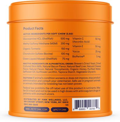 Show full view: Finn Hip & Joint, 90 count + Digestive Prebiotic & Probiotic Supplement for Dogs, 90 count slide 3 of 9