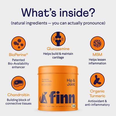 Show full view: Finn Hip & Joint, 90 count + Digestive Prebiotic & Probiotic Supplement for Dogs, 90 count slide 4 of 9