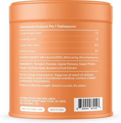 Show full view: Finn Pumpkin Plus Superfoods Sweet Potato & Pumpkin Flavored Powder for Dogs, 8-oz slide 3 of 11