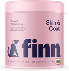 Finn Skin & Coat Wild Alaskan Salmon Oil Dog Supplement, 90 count