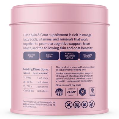 Show full view: Finn Skin & Coat Wild Alaskan Salmon Oil Dog Supplement, 90 count slide 3 of 11