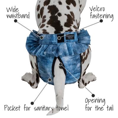 Show full view: FinNero Ballerina Denim Washable Female Heat Dog Diaper, Large: 20.4 to 26.3-in waist slide 6 of 9
