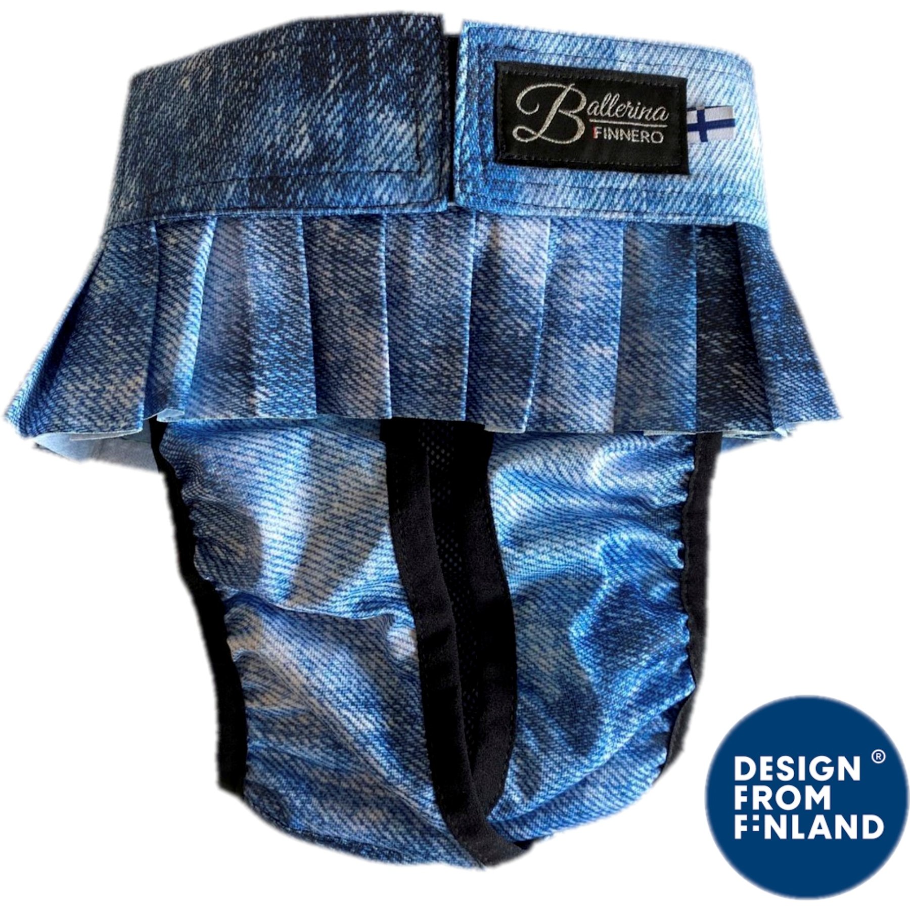 FinNero Ballerina Denim Washable Female Heat Dog Diaper, Medium: 18 to 23.6-in waist