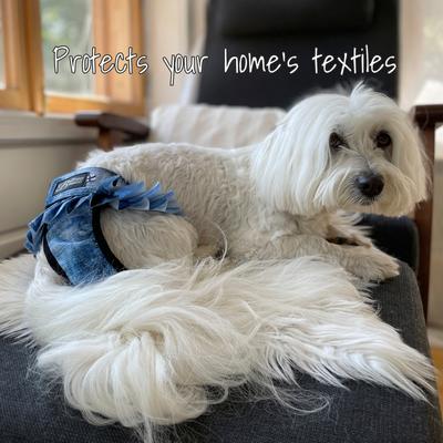 Show full view: FinNero Ballerina Denim Washable Female Heat Dog Diaper, Medium: 18 to 23.6-in waist slide 4 of 10