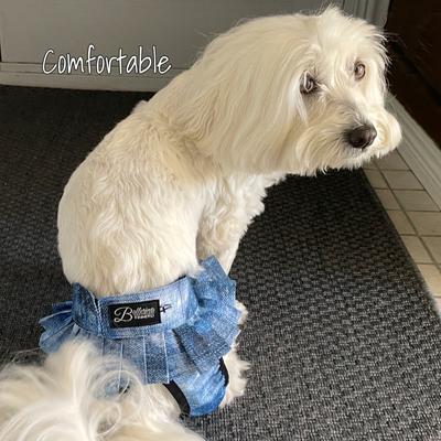 Show full view: FinNero Ballerina Denim Washable Female Heat Dog Diaper, XX-Small: 8.6 to 12.5-in waist slide 4 of 9