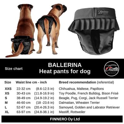 Show full view: FinNero Ballerina Washable Female Heat Dog Diaper, Black, Large: 20.4 to 26.3-in waist slide 7 of 10