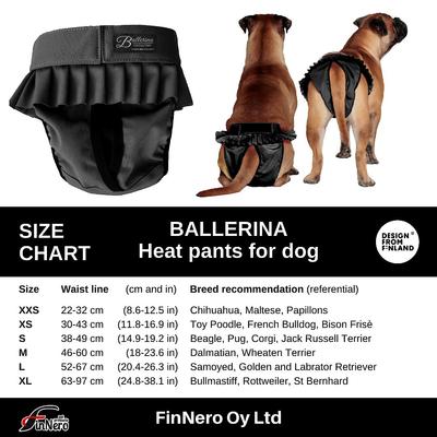 Show full view: FinNero Ballerina Washable Female Heat Dog Diaper, Black, Large: 20.4 to 26.3-in waist slide 8 of 10