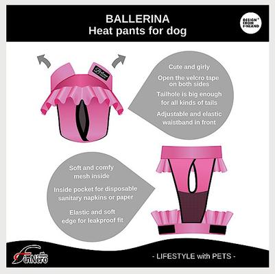 Show full view: FinNero Ballerina Washable Female Heat Dog Diaper, Black, Large: 20.4 to 26.3-in waist slide 9 of 10