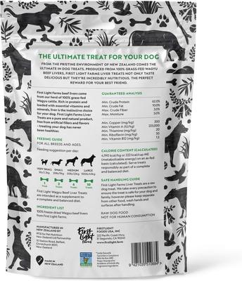 Show full view: First Light Farms Wagyu Beef Liver 100% Grass Fed Raw Freeze-Dried Dog Treats, 4-oz bag slide 4 of 7