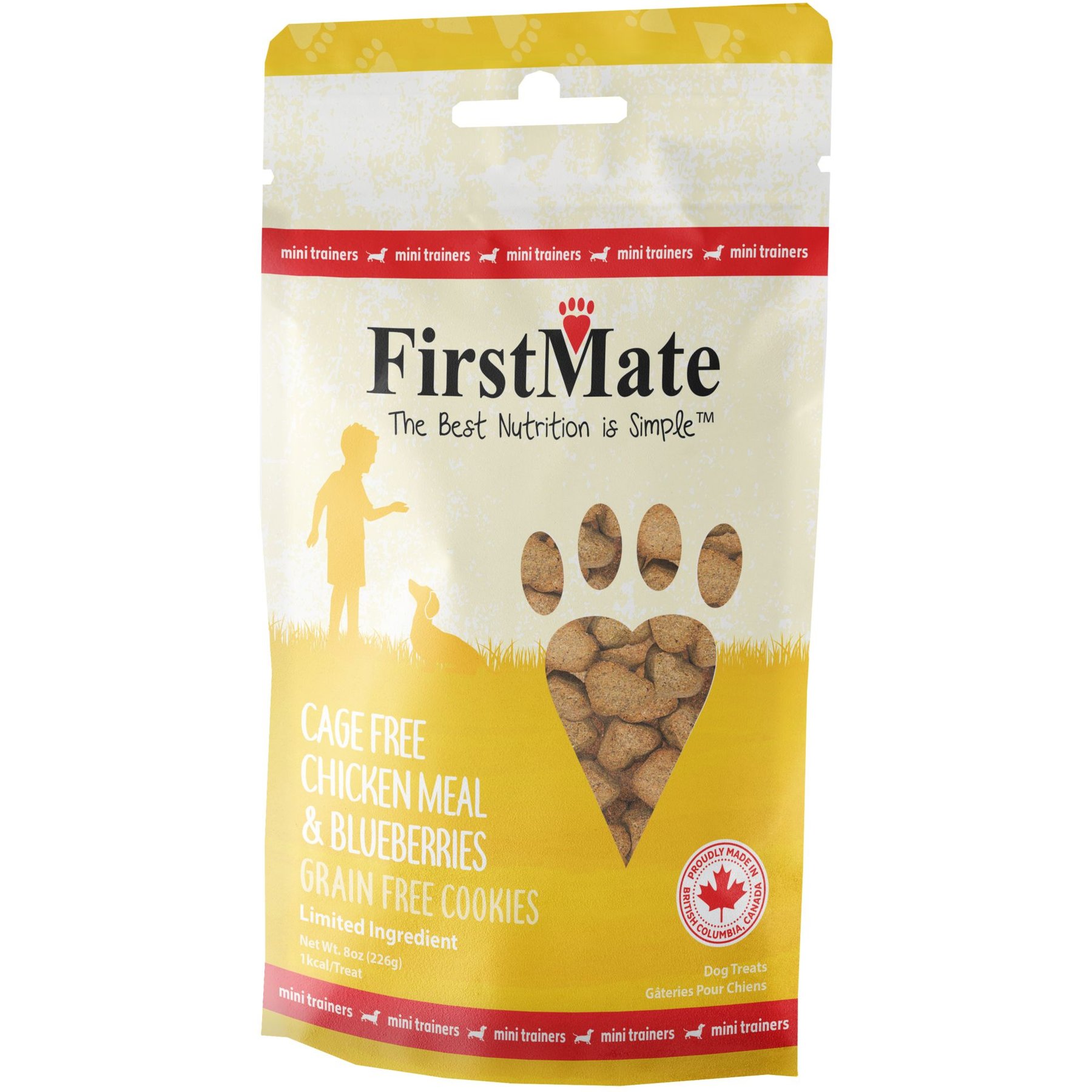 Firstmate Cage Free Chicken Meal & Blueberries Mini Trainer Grain-Free Dog Treats, 8-oz bag