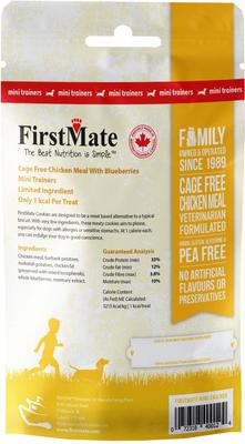 Show full view: Firstmate Cage Free Chicken Meal & Blueberries Mini Trainer Grain-Free Dog Treats, 8-oz bag slide 4 of 4