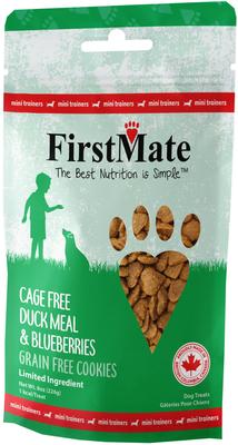 Show full view: Firstmate Cage Free Duck Meal & Blueberries Mini Trainer Grain-Free Dog Treats, 8-oz bag slide 3 of 5