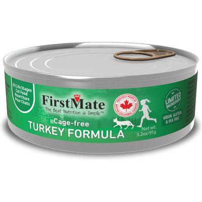 Firstmate Firstmate Cage-Free Turkey Formula Limited Ingredient Pate Wet Cat Food, 3.2-oz can, case of 24