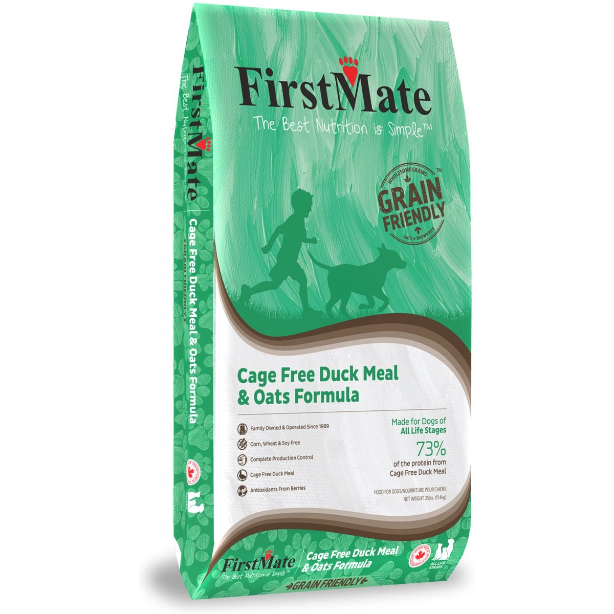 Firstmate Grain Friendly Cage Free Duck Meal & Oats Formula Dry Dog Food, 25-lb bag