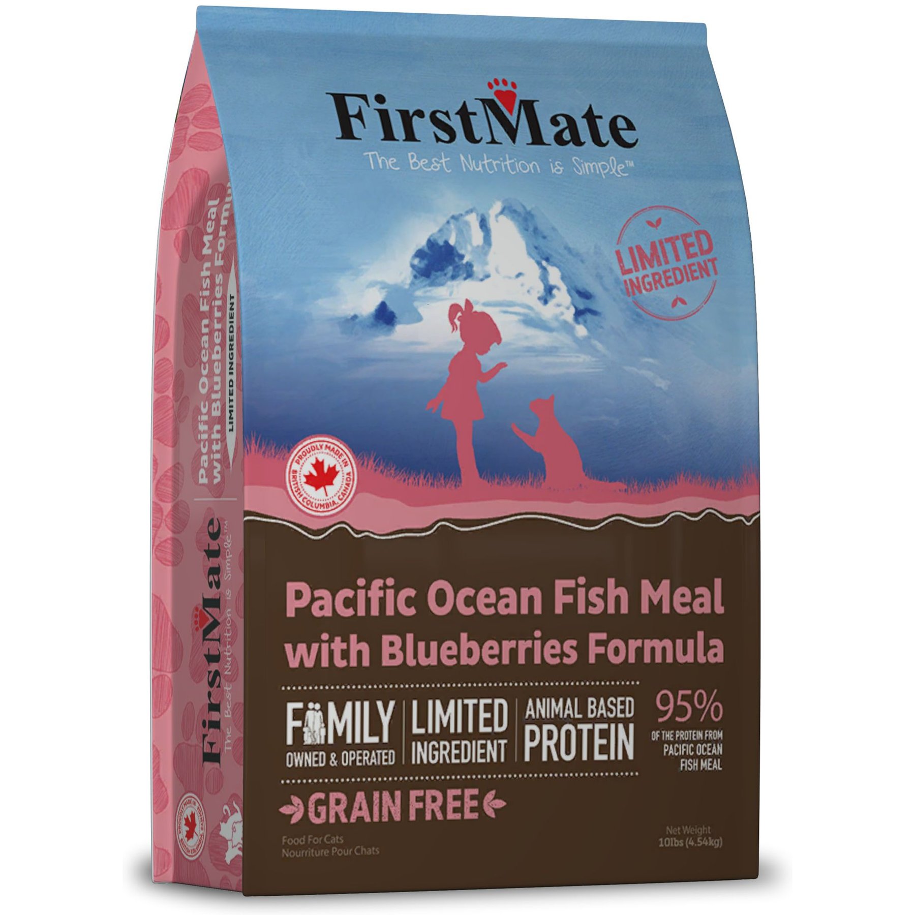 FirstMate Pacific Ocean Fish Meal with Blueberries Dry Cat Food, 10-lb