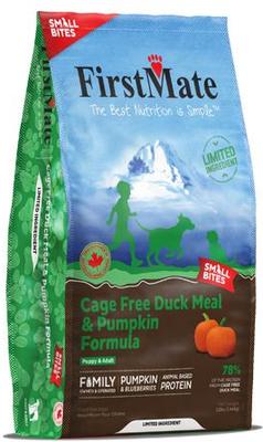 Show full view: Firstmate Small Bites Cage Free Duck Meal & Pumpkin Formula Grain-Free Dry Dog Food, 12-lb bag slide 4 of 5