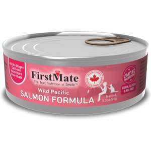 Firstmate Wild Pacific Salmon Formula Limited Ingredient Wet Cat Food, 3.2-oz can, case of 24