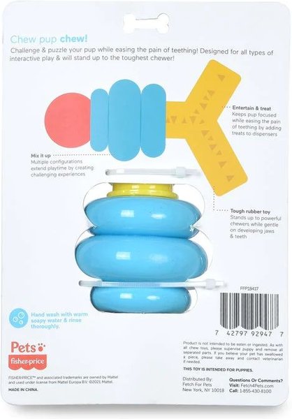 FISHER PRICE Stack n' Relax Resilient Chewer Dog Toy, Multicolor