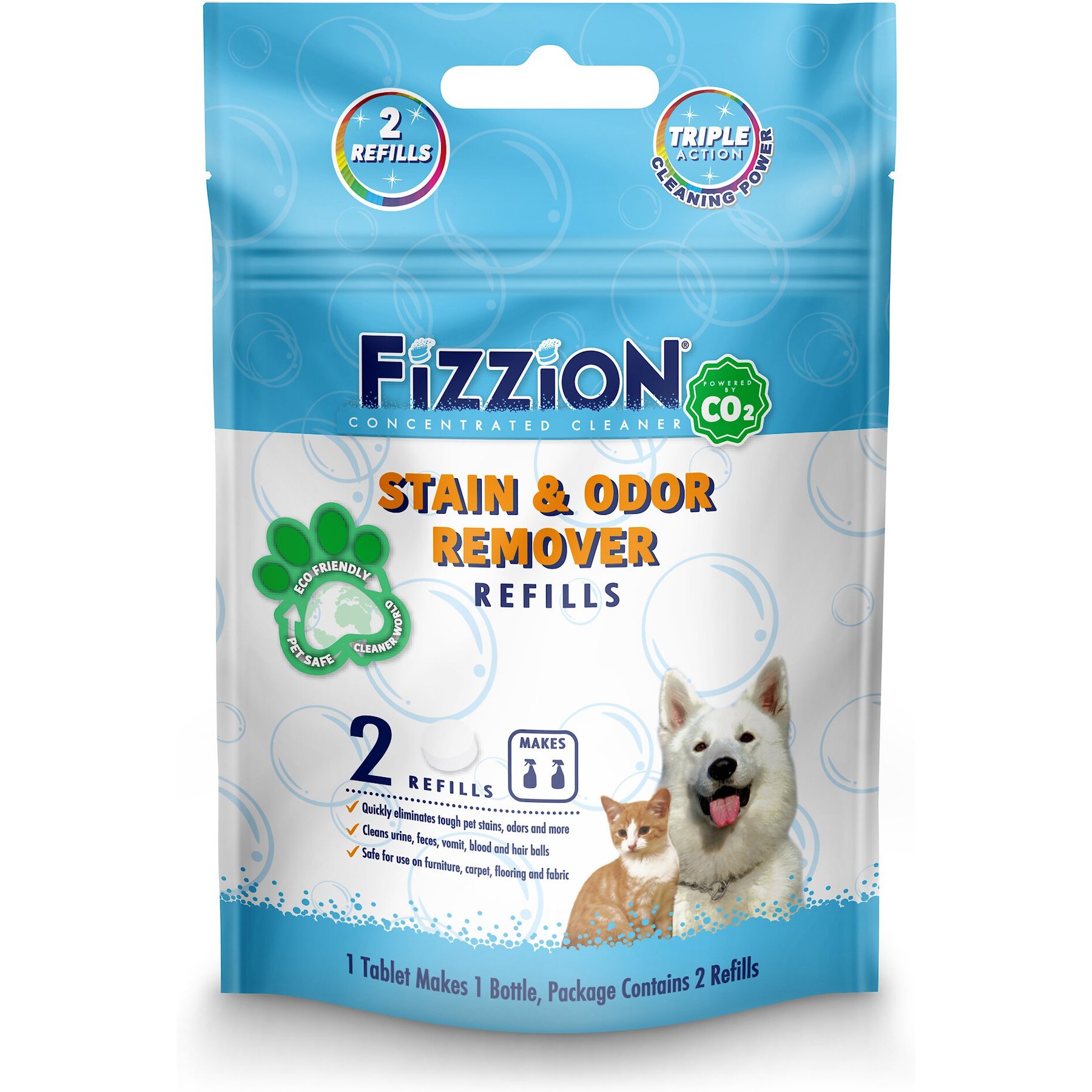 Fizzion Pet Stain & Odor Remover Refill Pouch, 2 pack