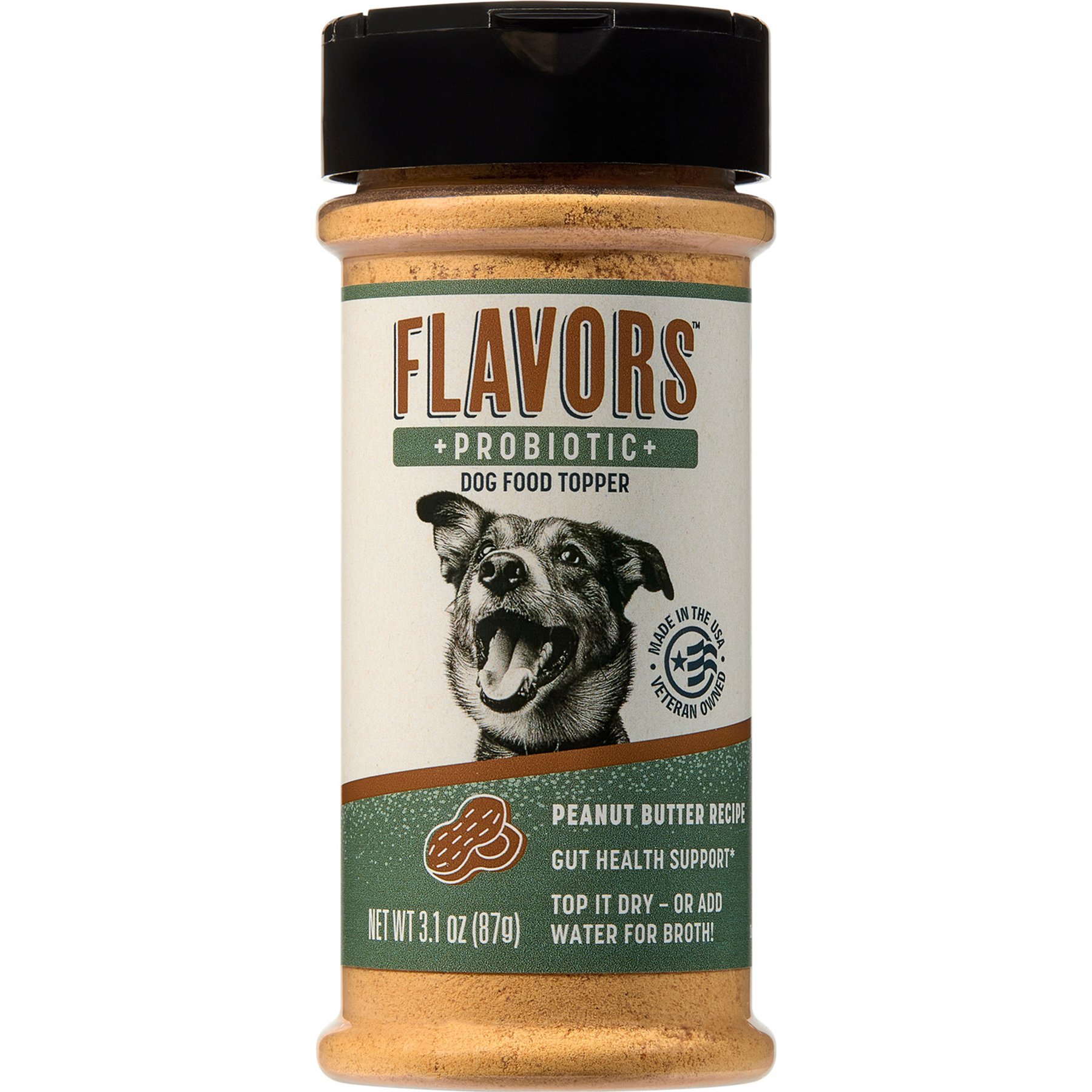 FLAVORS Dog Food Topper Probiotic Digestive-Health Peanut Butter Flavored Powder Digestive-Aid for Dogs, 3.1-oz