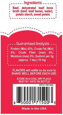 Show full view: FLAVORS Beef Recipe Freeze-Dried Grain-Free Dog Food Topper, 6-oz bottle slide 5 of 7