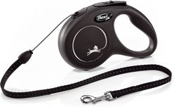 Flexi Classic Nylon Cord Retractable Dog Leash, Black, Small: 16-ft long