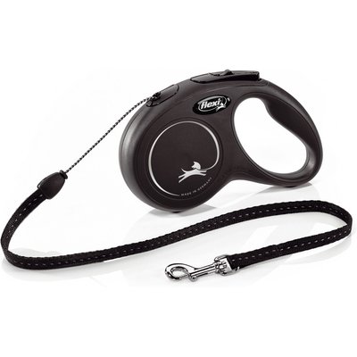 Flexi Flexi Classic Nylon Cord Retractable Dog Leash, Black, Small: 16-ft long