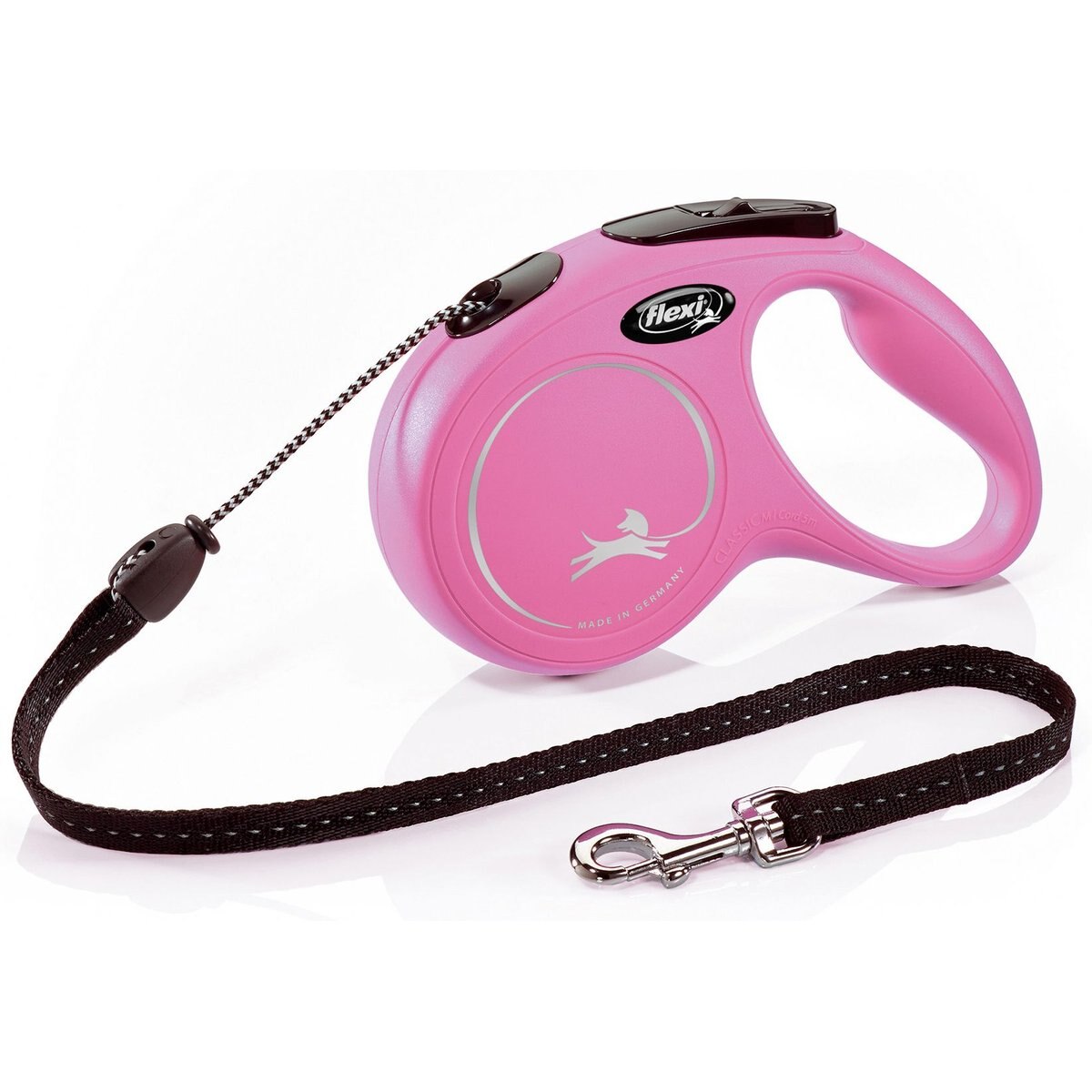 Flexi Classic Nylon Cord Retractable Dog Leash, Pink, Medium: 16-ft long