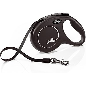 Flexi Classic Nylon Tape Retractable Dog Leash, Black, Medium: 16-ft long