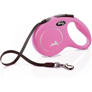 Flexi Classic Nylon Tape Retractable Dog Leash, Pink, Medium: 16-ft long
